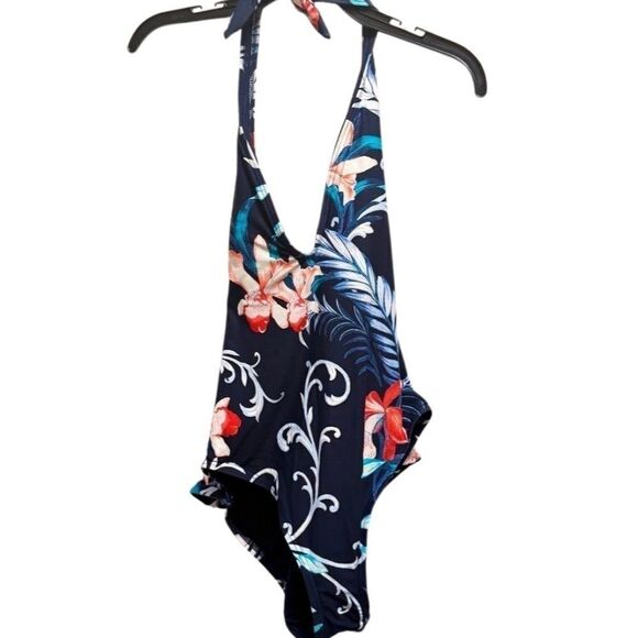 CARMEN MARC VALVO Women's Floral-Print V-Neck Halter One-Piece Swimsuit swim 14 - Picture 9 of 11